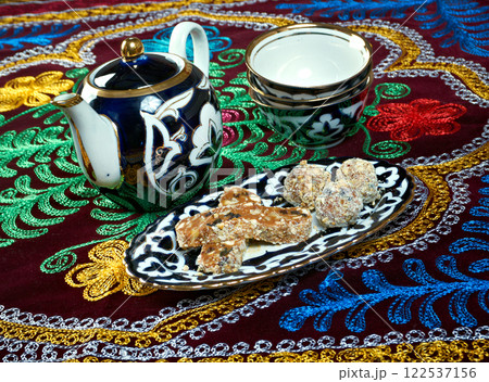 tasty sherbet with nuts 122537156