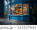 青いパン屋の背景 122537442