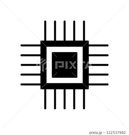 Chip Fill Icon Symbol Vector. Black Glyph Chip Icon 122537982