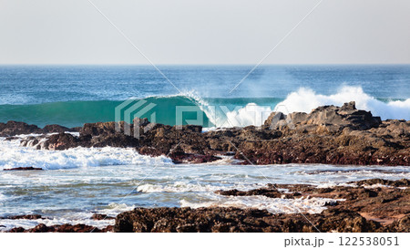 Rocky Coastline Blue Wave Landscape Rocky Coastline Blue Wave Landscape 122538051