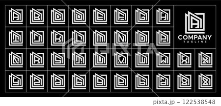 Line property building square letter A-Z logo set 122538548