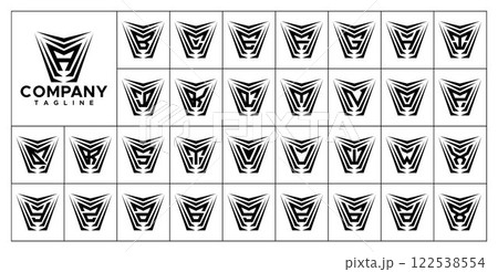 Sharp line abstract monogram letter A-Z logo set 122538554