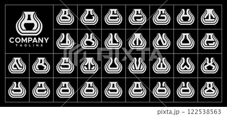 Simple line vase shape letter A-Z initial logo set Simple line vase shape letter A-Z initial logo set 122538563