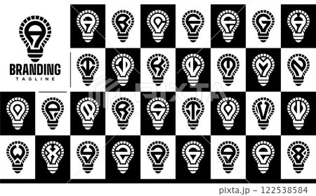 Simple bulb lamp initial letter A-Z logo set 122538584