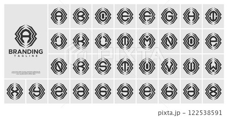 Elegance sharp line abstract letter A-Z logo set Elegance sharp line abstract letter A-Z logo set 122538591