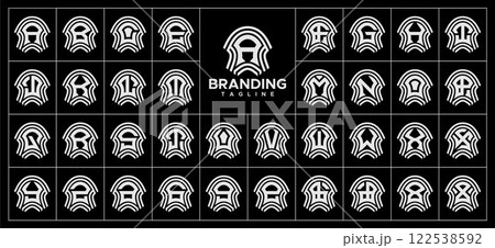 Technology line abstract letter A-Z logo set Technology line abstract letter A-Z logo set 122538592