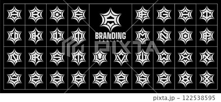 Luxury line sparkle star letter A-Z logo bundle 122538595