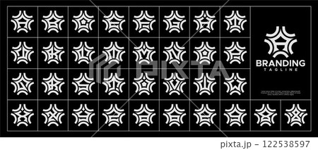 Line sparkle star initial letter A-Z logo set 122538597