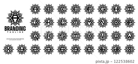 Elegance sun light initial A-Z letter logo set 122538602