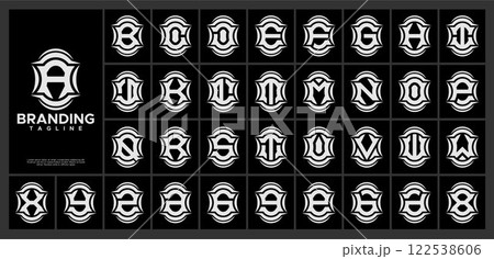 Geometric line round abstract letter A-Z logo set Geometric line round abstract letter A-Z logo set 122538606