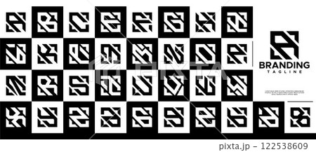 Simple line square letter A-Z initial logo set Simple line square letter A-Z initial logo set 122538609