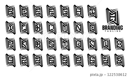 Sharp line abstract letter A-Z logo bundle Sharp line abstract letter A-Z logo bundle 122538612