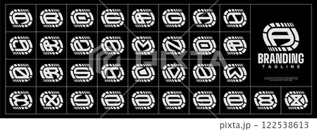Stripe speed line abstract letter A-Z logo set Stripe speed line abstract letter A-Z logo set 122538613