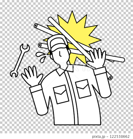 Illustration of a work accident involving falling objects and workers Illustration of a work accident involving falling objects and workers 122538662