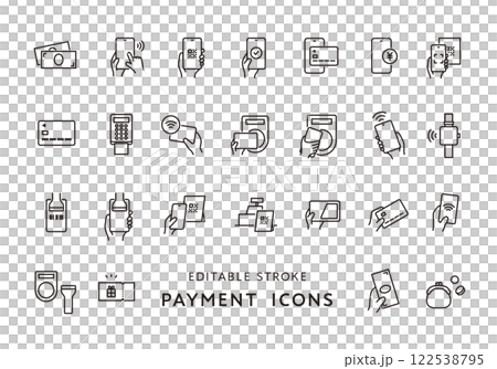 與各種付款方式相關的圖示集(單色) 與各種付款方式相關的圖示集(單色) 122538795