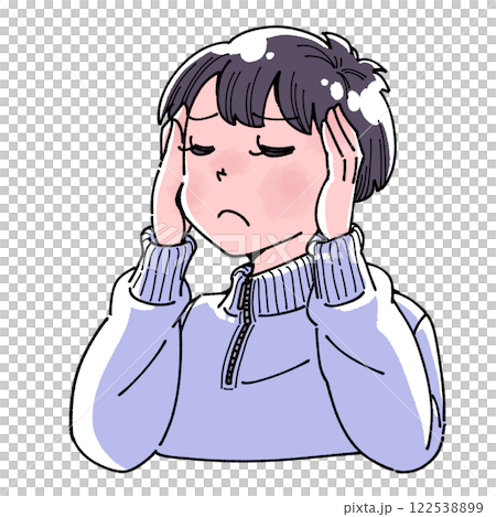 Illustration of a boy covering his ears 122538899