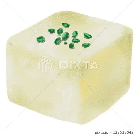 White tofu soy bean curd plant base meal Asian delicay healthy food hand illustration White tofu soy bean curd plant base meal Asian delicay healthy food hand illustration 122539042