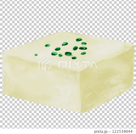White tofu soy bean curd plant base meal Asian delicay healthy food hand illustration 122539044
