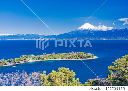 【静岡県】大瀬崎から眺める海越しの富士山 122539156