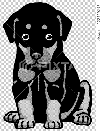 ドーベルマン　子犬　白黒　背景透過　犬のイラスト 122539292