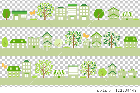 Green city Green residential area City illustration material Horizontal line Green city Green residential area City illustration material Horizontal line 122539448