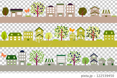 Green city Green residential area City illustration material Horizontal line 122539450