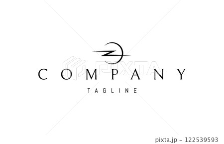 Vector logo with an abstract image of lightning on a semicircle background. Vector logo with an abstract image of lightning on a semicircle background. 122539593