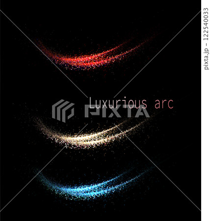 Multicolored arches with tinsel on black background, isolated design element Multicolored arches with tinsel on black background, isolated design element 122540033