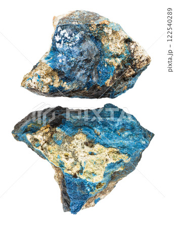 various samples of raw aerinite minerals isolated 122540289