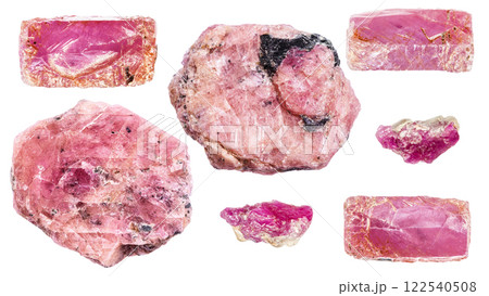 various samples of raw ruby minerals isolated various samples of raw ruby minerals isolated 122540508