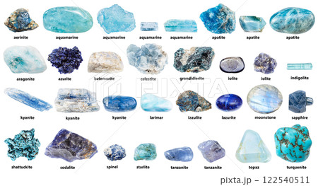 blue natural minerals with names isolated 122540511