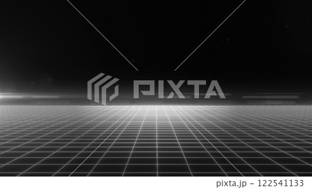 A black and white digital grid landscape with a minimalist futuristic design and a dark atmosphere background 122541133