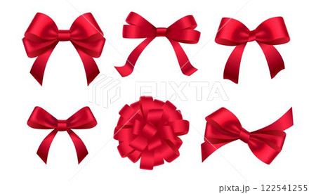 Realistic Vector Satin Bows Set for Decoration 122541255