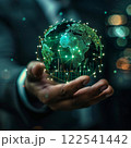 Digital globe in hand connected world tech innovation global network communication. 122541442