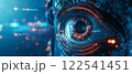 Electronic eye close up technology ai surveillance system digital security abstract view. 122541451