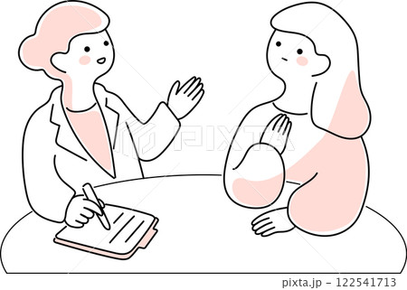 女性にカウンセリングを行う医師 女性にカウンセリングを行う医師 122541713