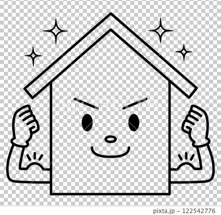 堅固的房屋人物的線條畫 122542776