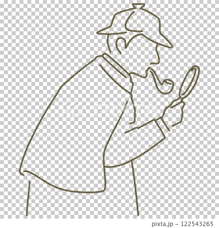 簡單的偵探風格線條插畫 簡單的偵探風格線條插畫 122543265