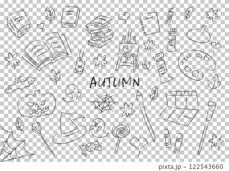手繪插圖集秋天的事物 手繪插圖集秋天的事物 122543660