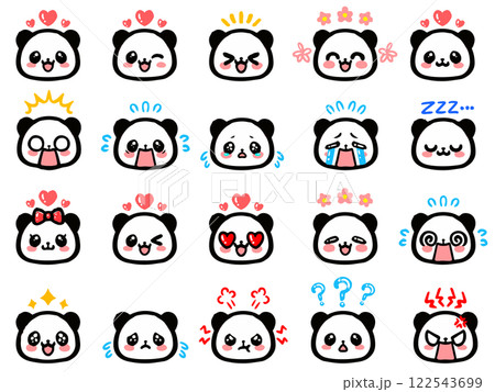 かわいいパンダの表情別顔アイコンイラスト素材セット2 かわいいパンダの表情別顔アイコンイラスト素材セット2 122543699