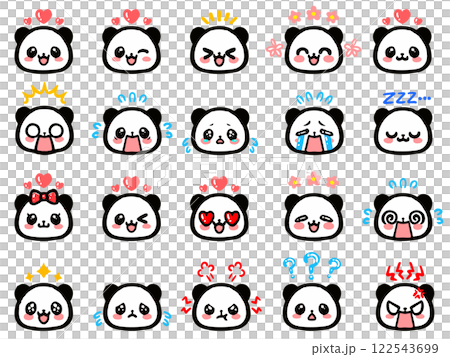 かわいいパンダの表情別顔アイコンイラスト素材セット2 かわいいパンダの表情別顔アイコンイラスト素材セット2 122543699