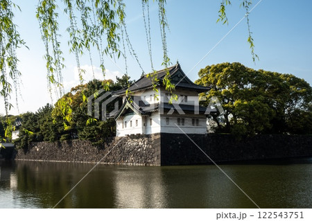 Imperial Palace with sorrounding lake and green branches. Tokyo, Japan. Imperial Palace with sorrounding lake and green branches. Tokyo, Japan. 122543751