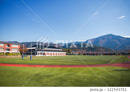 school rugby football field in mountain valley, Northern of Kyoto 122543781