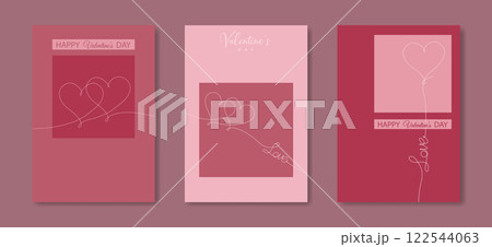 Happy Valentines day set greeting card. Creative Banners Design. Love text and heart symbols, line art hand drawn style. Copy space for sale header or voucher template, vector pink background Happy Valentines day set greeting card. Creative Banners Design. Love text and heart symbols, line art hand drawn style. Copy space for sale header or voucher template, vector pink background 122544063