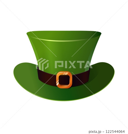 A detailed vector illustration of a green leprechaun hat with a gold buckle, symbolizing Irish culture and St. Patrick's Day celebrations. This festive design is perfect for themed decorations A detailed vector illustration of a green leprechaun hat with a gold buckle, symbolizing Irish culture and St. Patrick's Day celebrations. This festive design is perfect for themed decorations 122544064