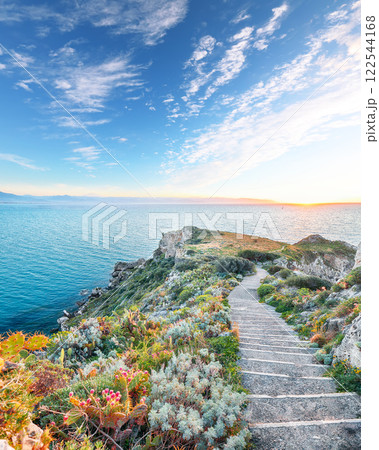 Unbelivable spring view on the the cape Milazzo panorama of nature reserve. 122544168