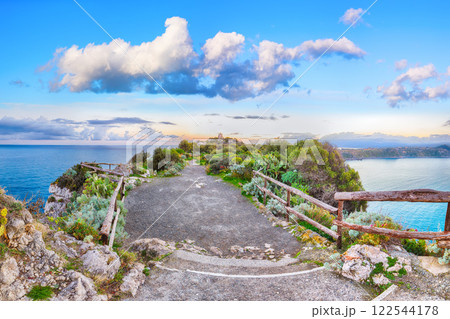 Breathtaking spring view on the the cape Milazzo panorama of nature reserve. 122544178