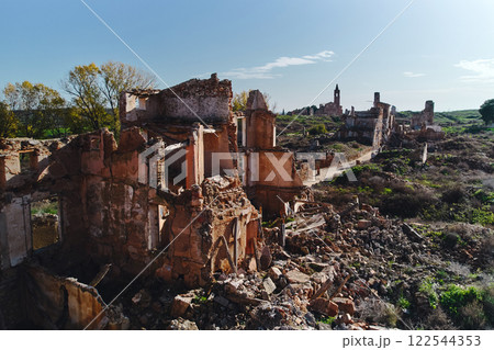 destroyed village of Belchite, aerial view. Spain destroyed village of Belchite, aerial view. Spain 122544353