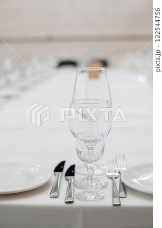 restaurant table setting, banquet, dishes are on 122544756