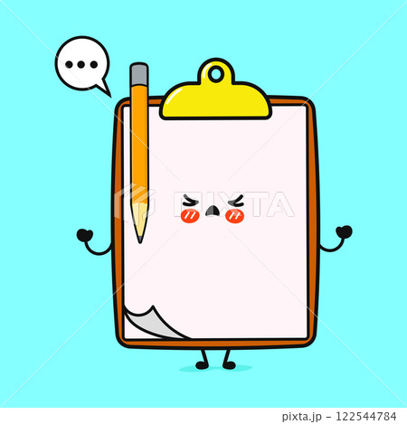 Angry Clipboard Character Cute Cartoon Clipboard Expressing Emotions 122544784